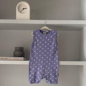 Purple Daisy Print Sleeveless Sleep Romper for Kids